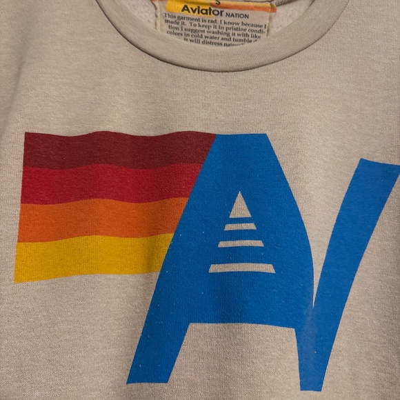 Aviator Nation Logo Relaxed Crew Sweatshirt Unisex Small - Picture 4 of 5